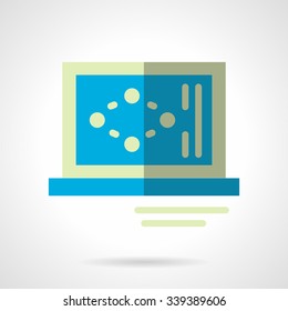 Molecular bonds imaging on computer monitor. Education and science symbols. Abstract flat color style vector icon. Single web design element for mobile app or website.