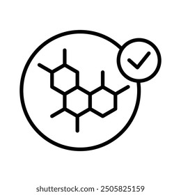molecular check icon line vector design in modern style