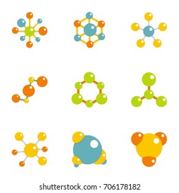 Molecular chemistry icons set. Flat illustration of 9 molecular chemistry vector icons for web design