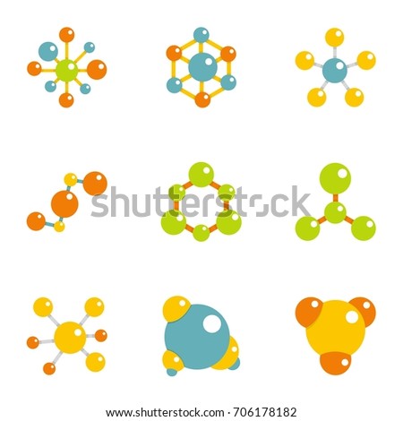 Molecular chemistry icons set. Flat illustration of 9 molecular chemistry vector icons for web design
