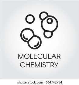 Ícone de química molecular em estilo linear. Ilustração vetorial para projetos científicos, físicos, educacionais e outros. Rótulo do contorno da série química