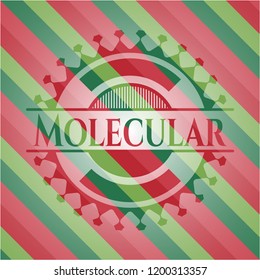 Molecular christmas colors emblem.