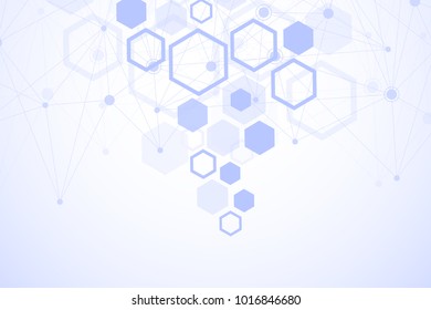 Molecular concept of neurons and nervous system. Scientific medical research. Molecule structure with particles. Science and technology background molecule for banner or flyer. Vector illustration