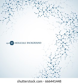 Molecular concept of neurons and nervous system. Scientific medical research. Molecule structure with particles. Science and technology background molecule for banner or flyer. Vector illustration