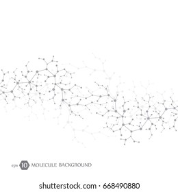 Molecular concept of neurons and nervous system. Scientific medical research. Molecule structure with particles. Science and technology background molecule for banner or flyer. Vector illustration.