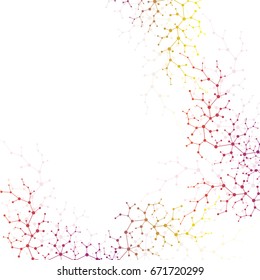 Molecular concept of neurons and nervous system. Scientific medical research. Molecule structure with particles. Science and technology background molecule for banner or flyer. Vector illustration
