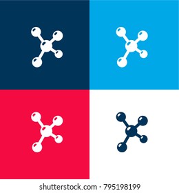 Molecular configuration four color material and minimal icon logo set in red and blue