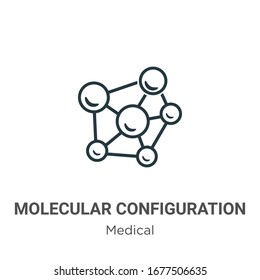 Molecular configuration outline vector icon. Thin line black molecular configuration icon, flat vector simple element illustration from editable medical concept isolated stroke on white background