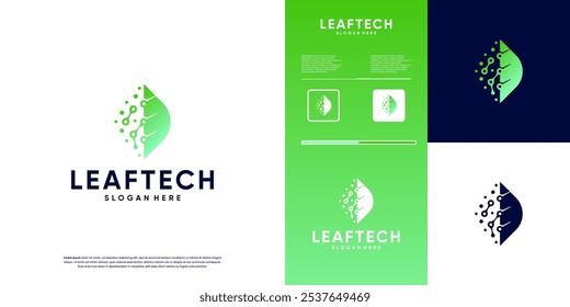 Tecnología de forma de hoja de conexión molecular, energía natural, ilustración gráfica de diseño.