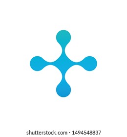 Molecular cross logo, atom nuclear logo fluid design. Stock Vector illustration isolated on white background