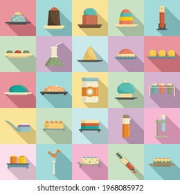 Molecular cuisine icons set. Flat set of molecular cuisine vector icons for web design