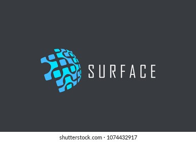 Molecular DNA Electronics Surface Logo abstract vector design template. Hitech Digital virtual Logotype concept icon.