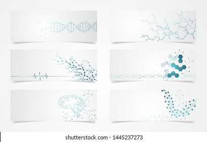 molecular DNA set on paper, structure, background, vector molecule science