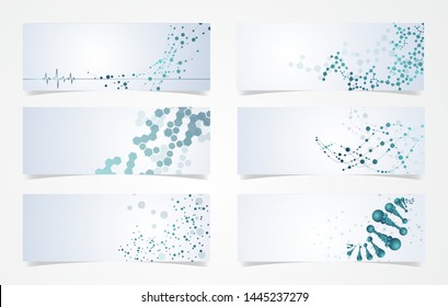 molecular DNA set on paper, structure, background, vector molecule science