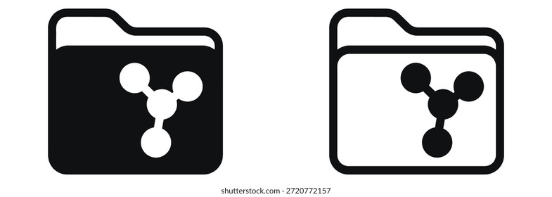 Conjunto de iconos de carpeta molecular Conjunto de iconos de carpeta. Icono de carpeta de archivo de computadora simple. Icono de carpeta de archivo de computadora moderna en color negro aislado en blanco.