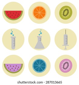 Molecular food vector icons set 