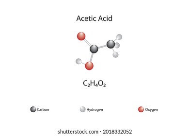 Molecular formula of acetic acid. Chemical structure of acetic acid.
