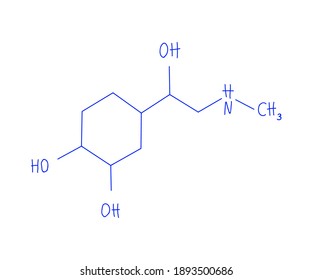 Molecular formula of adrenaline. Symbol. Vector illustration.