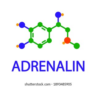 Molecular formula of adrenaline. Vector illustration.