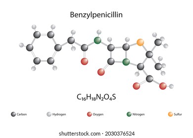Molecular formula of benzylpenicillin. G penicillin (BENPEN), an antibiotic, is used to treat a number of bacterial infections.
