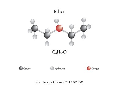 Molecular formula of ether. Chemical structure of ether