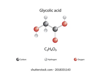 Molecular formula of glycolic acid. Chemical structure of glycolic acid.
