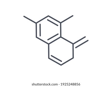 Fórmula molecular o diagrama estructural que muestra un compuesto químico con múltiples átomos y enlaces, icono de vector blanco y negro dibujado en línea aislado en fondo blanco