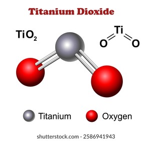 Molecular formula of Titanium Dioxide. Science education vector illustration