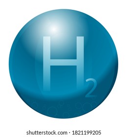 Molecular Hydrogen H2 Icon In Vector