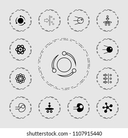 Molecular icon. collection of 13 molecular filled and outline icons such as atom, core. editable molecular icons for web and mobile.
