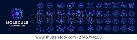 Molecular icon set. Dot connections, particle, structure molecule logo design collections.