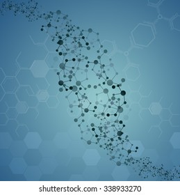 Molecular illustration on blue background .Vector