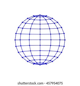Molecular lattice. Abstract Globe. Isolated on white background. Vector illustration.