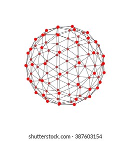Molecular lattice in the form of a sphere isolated on white background.Vector illustration.