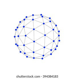 Molecular lattice in the form of a sphere isolated on white background.Vector illustration.