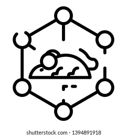 Molecular lattice and mouse icon. Outline molecular lattice and mouse vector icon for web design isolated on white background