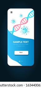molecular MERS-CoV cell floating influenza virus wuhan coronavirus 2019-nCoV pandemic medical health risk smartphone screen mobile app copy space vertical vector illustration