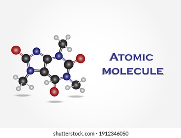 Molecular model of the atom Abstract molecular shapes reflect light and refract light separately on white background. Vector illustration