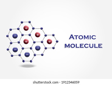 Molecular model of the atom Abstract molecular shapes reflect light and refract light separately on white background. Vector illustration