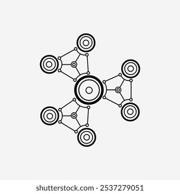 Molecular model icon handmade art colored illustration