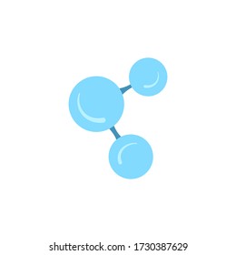 Molecular model icon isolated on white background. Group of atoms bonded together, chemical compound, physics, organic chemistry, biochemistry element. Flat style vector illustration.