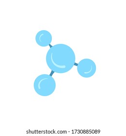 Molecular model icon isolated on white background. Group of atoms bonded together, chemical compound, physics, organic chemistry, biochemistry element. Flat style vector illustration.