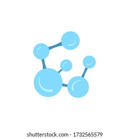 Molecular model icon isolated on white background. Group of atoms bonded together, chemical compound, physics, organic chemistry, biochemistry element. Flat style vector illustration.