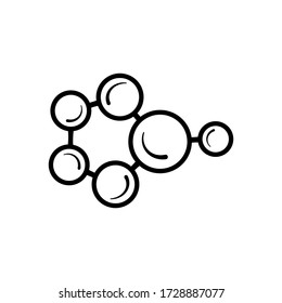 Symbol der Linie des molekularen Modells auf weißem Hintergrund isoliert. Gruppe von Atomen miteinander verbunden, chemische Verbindung, Physik, organische Chemie, biochemische Elemente. Darstellung von Vektoren