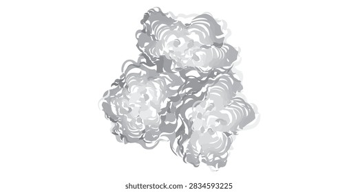 molecular model showing the complex tertiary and quaternary structure of a biological protein macromolecule in shades of grey and white