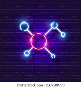 Molecular neon sign. Molecular structure Light icon. Vector illustration for design. Science concept.