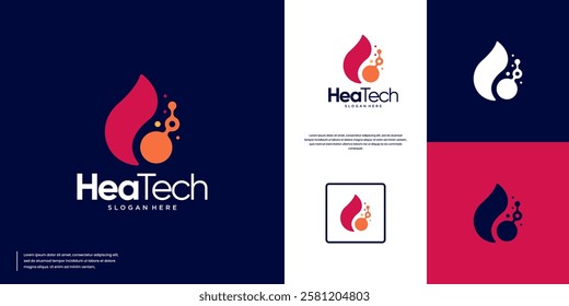 molecular network with the concept of digital technology, fire heat energy, vector graphic design.