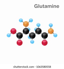 Molecular omposition and structure of Glutamine, Gln, best for books and education