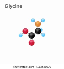 Molecular omposition and structure of Glycine, Gly, best for books and education