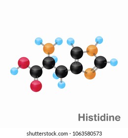 Molecular omposition and structure of Histidine, His, best for books and education